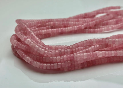 2x4mm Natural Pink Color Jade Heishi Rondelle Shape Genuine Pink Jade Discs Gemstone Loose Beads 15.5 Inches Strand #3830