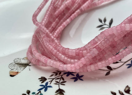 2x4mm Natural Pink Color Jade Heishi Rondelle Shape Genuine Pink Jade Discs Gemstone Loose Beads 15.5 Inches Strand #3830