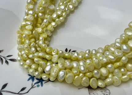 7 mm Yellow Green Color Freshwater Pearl Potato Nugget Beads Genuine Cultured Freshwater Pearls B Grade Nugget Pearls #P2261