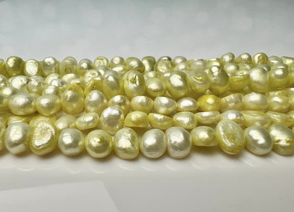 7 mm Yellow Green Color Freshwater Pearl Potato Nugget Beads Genuine Cultured Freshwater Pearls B Grade Nugget Pearls #P2261