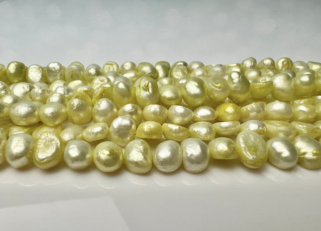 7 mm Yellow Green Color Freshwater Pearl Potato Nugget Beads Genuine Cultured Freshwater Pearls B Grade Nugget Pearls #P2261