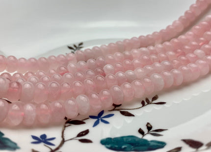 4x6mm 5x8mm AAA Natural Color Smooth Rondelle Rose Quartz Gemstone Beads Natural Pink Smooth Rondelle Rose Quartz Loose Beads #2301