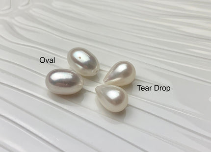 One Pair AAA 8-8.5x10-11 mm White Quality High Luster Rice/Oval Half Drilled Freshwater Pearls Genuine Natural Matching Pearl Earring #1585