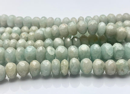 7mm 8mm 9mm 10mm 100% All Natural Faceted Rondelle Aquamarine Gemstone Beads Genuine Blue Green Color Aquamarine 8 Inches Strand #3752