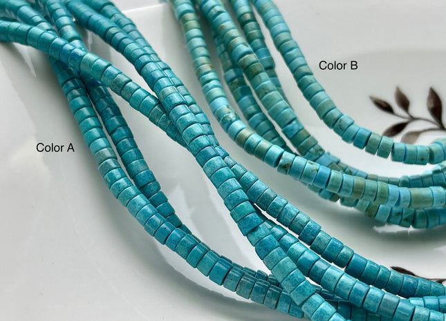 4 mm Natural Magnesite Turquoise Color Heishi Rondelle Shape Magnesite Turquoise Gemstones Loose Beads 15 Inches Strand #3866