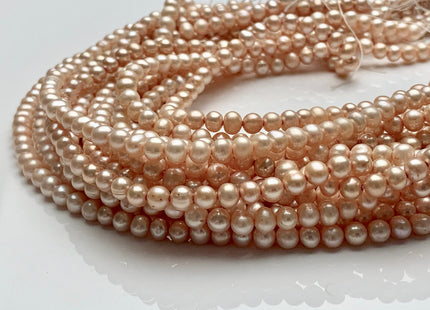 5 mm AAA Light Champagne Color Off Round Freshwater Pearl Beads Genuine Near Round Champagne Freshwater Pearls 84 Pieces #P1550