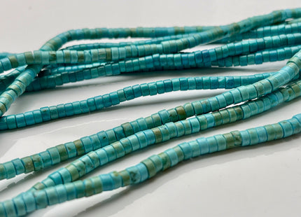 4 mm Natural Magnesite Turquoise Color Heishi Rondelle Shape Magnesite Turquoise Gemstones Loose Beads 15 Inches Strand #3866