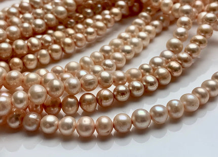 5 mm AAA Light Champagne Color Off Round Freshwater Pearl Beads Genuine Near Round Champagne Freshwater Pearls 84 Pieces #P1550
