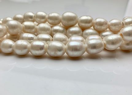 10-11x13-15 mm Half Strand Large Hole Natural White Rice/Oval Freshwater Pearl Beads Hole Size 4.0 mm Genuine Large Hole Pearls #1745