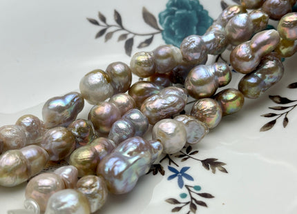 9-13x18-22 mm AA Half Strand Large Hole Baroque Peanut Pearls Natural Seaweed Pink Color Double Beads Baroque Pearls Peanut Pearls #P2215
