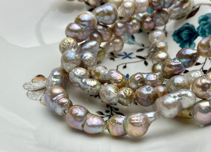 9-13x18-22 mm AA Half Strand Large Hole Baroque Peanut Pearls Natural Seaweed Pink Color Double Beads Baroque Pearls Peanut Pearls #P2215