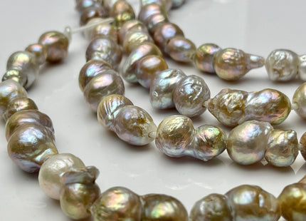9-13x18-22 mm AA Half Strand Large Hole Baroque Peanut Pearls Natural Seaweed Pink Color Double Beads Baroque Pearls Peanut Pearls #P2215