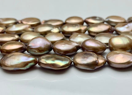 11 mm AA Taupe Champagne Color Flat Coin Freshwater Pearl Beads Genuine Champagne Color Freshwater Coin Pearls 30 Pieces #P1164