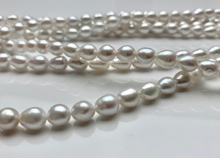 7x8-10 mm AAAA Natural White Freshwater Akoya Quality Pearl Beads Genuine Natural White Very High Luster Chinese Freshwater Pearls #1635