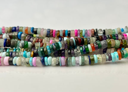 6mm AAA 100% All Natural Mixed Amethyst Lapis Chalcedony Emerald Green Garnet Black Tourmaline Smooth Rondelle Heishi Beads 16 Inches #4250