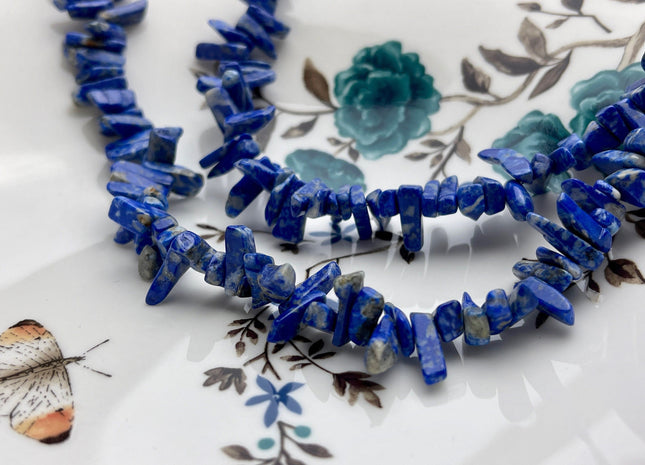 4-5x11-23 mm Natural Dark Blue Color Lapis Gemstone Beads Irregular Chips Shape Genuine Top Drilled Lapis Gemstone Loose Beads #4009