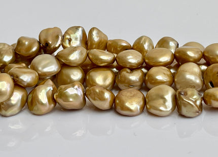 10-12 mm Half Strand High Luster Gold Color Keshi Nugget Freshwater Pearl Beads Center Drilled Keshi Nugget Pearls #P2196