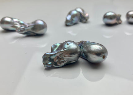 ONE Piece 16-19x25-30 mm AAA Large Hole Jumbo Gray Baroque Pearl Beads Hole Size 2.2mm Genuine High Luster Baroque Pearls #P1080
