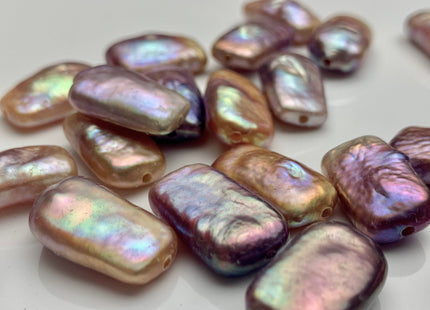 ONE Piece AAAA 10x17-18 mm Natural Mauve Pink High Luster Large Hole Rectangle Coin Pearl For Earring Pendant Hole Size 1.0/1.2 mm #P1222