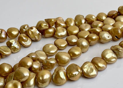 10-12 mm Half Strand High Luster Gold Color Keshi Nugget Freshwater Pearl Beads Center Drilled Keshi Nugget Pearls #P2196