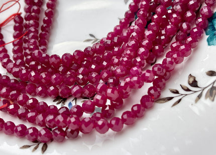 6 mm AAA Half Strand Micro Faceted Round Red Gemmy Ruby Gemstone Beads Heat Treated Quality Faceted Ruby Gemstone Loose Beads #3928
