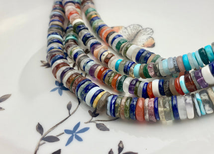 6mm 7mm 8mm 9mm AAA Natural Mixed Amethyst Lapis Chalcedony Emerald Green Garnet Black Tourmaline Moonstone Opal Heishi Beads 8 Inches #3754