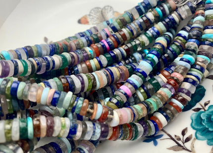 6mm 7mm 8mm 9mm AAA Natural Mixed Amethyst Lapis Chalcedony Emerald Green Garnet Black Tourmaline Moonstone Opal Heishi Beads 8 Inches #3754