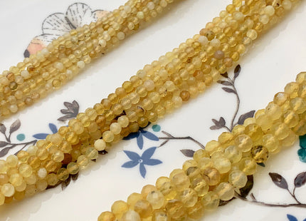 2mm 3mm 4mm AAA Natural Color Micro Faceted Round Tiny Yellow Opal Gemstone Beads Genuine Gemmy Yellow Color Quality Opal 15.5 Inches #3612