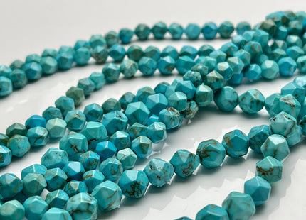 6mm 8mm Faceted Star Cut Multi Blue Brown Color Turquoise Gemstone Beads #4064
