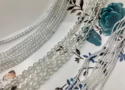 2mm 3mm 4mm AAA Micro Faceted Round White Topaz Gemstone Beads Genuine Natural White Topaz 15.5 Inches Strand #3813