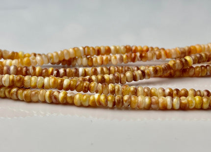 4 mm AAA Natural Orange Yellow White Spiny Oyster Shell Heishi Rondelle Shape Genuine Natural Spiny Oyster Beads 16 Inches Strand #4275