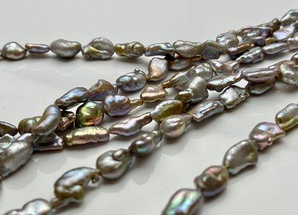 7-8x12-14 mm AAA Gray Color With Gold Pink Sheen Keshi Freshwater Pearls Genuine High Luster Gray Color Keshi Freshwater Pearl Beads #P2001