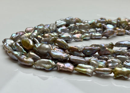 7-8x12-14 mm AAA Gray Color With Gold Pink Sheen Keshi Freshwater Pearls Genuine High Luster Gray Color Keshi Freshwater Pearl Beads #P2001