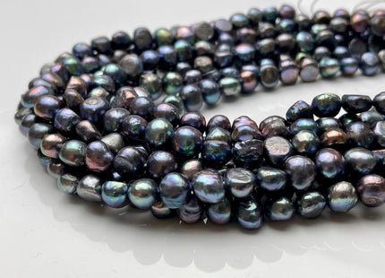 8-9 mm Potato Nugget Rainbow Blue Peacock Color Freshwater Pearl Beads Genuine Cultured High Luster Peacock Color Nugget Pearl #P1718