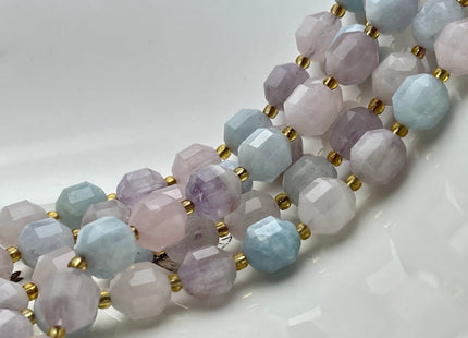 9x10mm Half Strand Faceted Energy Prism Cut Rose Quartz Amethyst Aquamarine Gemstone Genuine Double Terminated Points Multi Color Bead #4035
