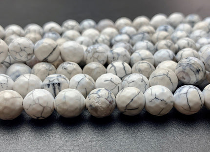 BEST DEAL 10 mm Faceted Round Fire Agate Gemstone Beads Heat Treated White And Black Vein Color Agate 15.5 Inches Strand #2878