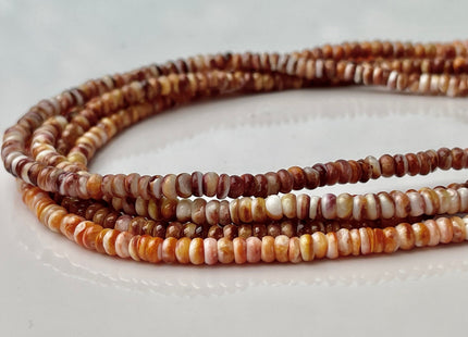 4 mm AAA Natural Orange Red Spiny Oyster Shell Heishi Rondelle Shape Genuine Beautiful Natural Spiny Oyster Beads 16 Inches Strand #4272