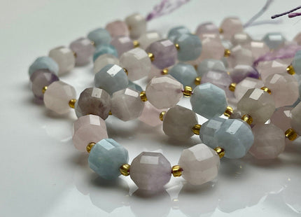 9x10mm Half Strand Faceted Energy Prism Cut Rose Quartz Amethyst Aquamarine Gemstone Genuine Double Terminated Points Multi Color Bead #4035