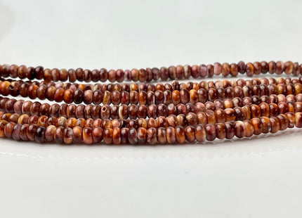 4 mm AAA Natural Orange Red White Spiny Oyster Shell Heishi Rondelle Shape Genuine Beautiful Natural Spiny Oyster Beads 16 Inch Strand #4274