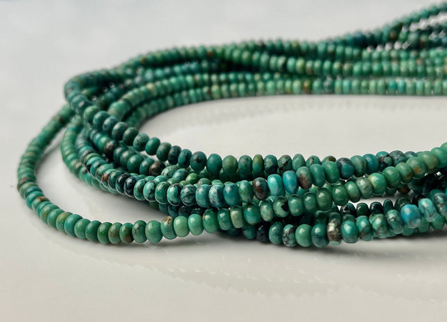 4 mm 100% Natural Smooth Rondelle Turquoise Gemstone Beads Multi Turquoise Green Blue Turquoise Beads 16 Inches Strand #4242