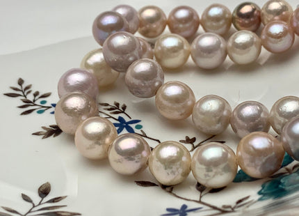 12-14mm Natural White Or Pink Half Strand Large Hole Freshwater Edison Pearl Beads Hole 1.5mm 2.2mm Genuine Extra Shiny Baroque Pearls #730