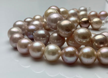 12-14mm Natural White Or Pink Half Strand Large Hole Freshwater Edison Pearl Beads Hole 1.5mm 2.2mm Genuine Extra Shiny Baroque Pearls #730