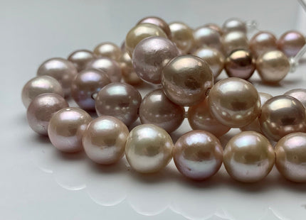12-14mm Natural White Or Pink Half Strand Large Hole Freshwater Edison Pearl Beads Hole 1.5mm 2.2mm Genuine Extra Shiny Baroque Pearls #730