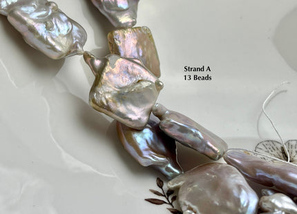 One-Of-A-Kind 19-27x22-38 mm Very Rare Natural Mauve Pink Irregular Square Flat Keshi Freshwater Pearl Beads Genuine Pearl Beads #P2207