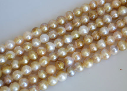 8 mm Large Hole Freshwater Pearls Potato Shape Natural Golden Champagne Color Hole 2.2mm #772