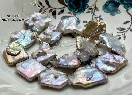 One-Of-A-Kind 19-27x22-38 mm Very Rare Natural Mauve Pink Irregular Square Flat Keshi Freshwater Pearl Beads Genuine Pearl Beads #P2207