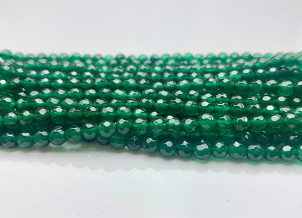 3mm 4mm Faceted Round Emerald Green Color Agate Gemstone Beads Genuine Agate Gemstone Loose Beads 14 Inches Strand #3282