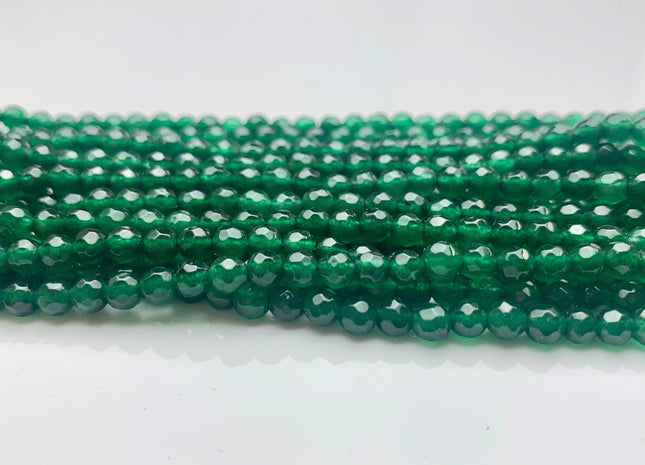 3mm 4mm Faceted Round Emerald Green Color Agate Gemstone Beads Genuine Agate Gemstone Loose Beads 14 Inches Strand #3282