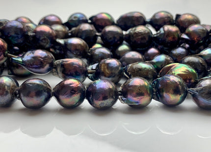 12-13x15-18 mm AA Half Strand Large Hole Peacock Color Freshwater Baroque Pearl Beads Hole Size 2.0 mm Genuine Rare Baroque Pearls #1964