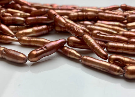 6x23 mm Brick Orange Red Color Biwa Stick Freshwater Pearl Beads Genuine Rare Biwa Stick Pearls #1837